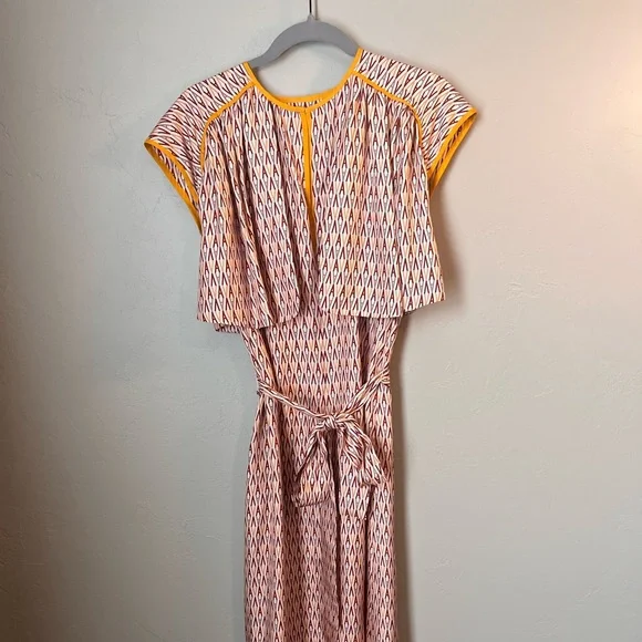 AKNVAS 100% Silk Logo Prairie Midi Dress Prairie Peasant Luxury - Picture 3 of 13